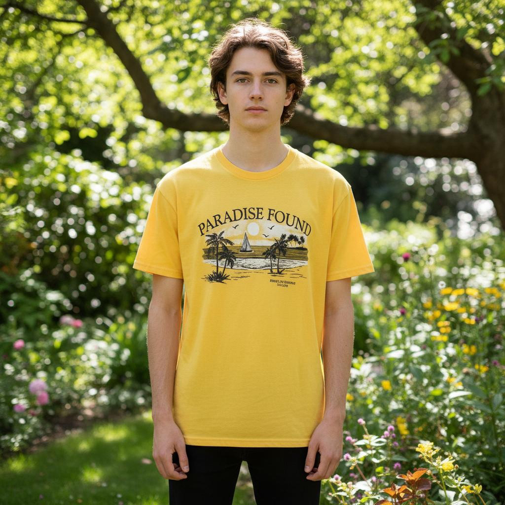 Men's Yachtclub Yellow Paradise Found Graphic Short Sleeve Tee XL